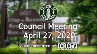 Mariemont Village Council Meeting  April 27 2020 [upl. by Ylenats892]