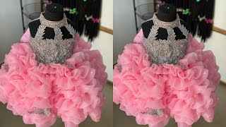 How to make a 2 year old trendy bubble dress with halter neck using Canadian smocking method diy [upl. by Haisa515]