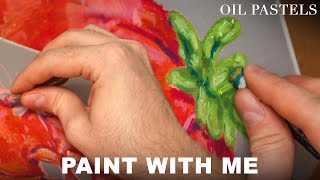 PAINT TOMATO WITH ME  Real time oil pastels drawing process  relaxing ASMR painting [upl. by Hsirehc363]