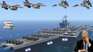 Israeli Navy Aircraft Carrier Badly Destroyed by Irani Fighter Jets in Jerusalem Sea  GTA 5 [upl. by Nodla514]