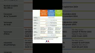 Calendrier des vacances scolaires 2024 2025 en France [upl. by Anetta605]