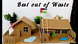 How to make house of cardboard Best out of waste Recycling Cardboard into mini House [upl. by Yesak]