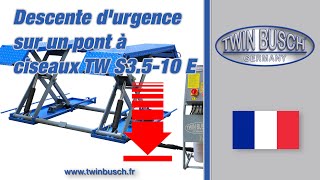 Abaissement durgence dun pont élévateur à ciseaux TW S3510 E de TWIN BUSCH® [upl. by Kurr689]