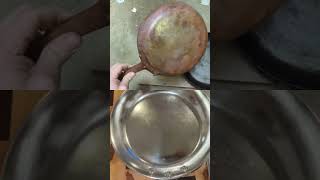 Beforeafter retinning two old Mauviel copper skillets Tinned copper the only eternal cookware [upl. by Hertzfeld]