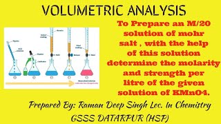 To Prepare an M20 solution of mohrs salt  determine the molarity and strength of KMnO4 [upl. by Aven669]