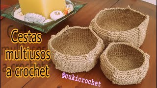 Cómo tejer CESTAS MULTIUSOS a CROCHET  GANCHILLO Distintas medidas Paso a paso [upl. by Nomit734]