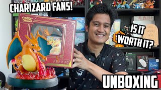 POKEMON CHARIZARD EX SUPER PREMIUM COLLECTION UNBOXING THE CHARIZAD FIGURE LOOKS LIT [upl. by Ylenaj646]