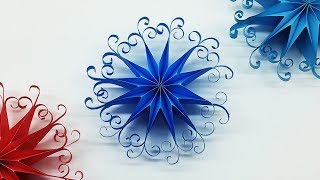 DIY 3D Quilling Paper Snowflakes  Christmas Tree Ornaments [upl. by Rediah195]