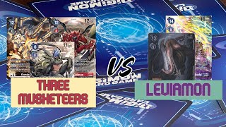 Three Musketeers vs Leviamon bo3 EX07 Digimon Liberators Gameplay [upl. by Wurst]