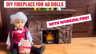 DIY Craft Tutorial Fireplace with Working Fire for 18” AG American Girl Dolls 13 Scale [upl. by Notgnillew]