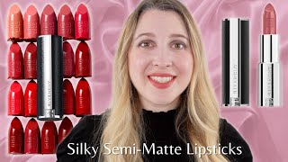 GIVENCHY LE ROUGE INTERDIT INTENSE SILK LIPSTICKS  Arm amp Lip Swatches Details [upl. by Ispep]