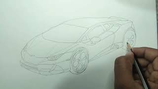 How to draw Lamborghini car pencil drawing [upl. by Deer]