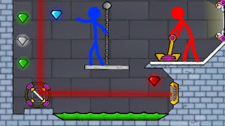 Watergirl and Fireboy Stickman animation  ice temple parkour  Diamond hunter [upl. by Hcelemile]