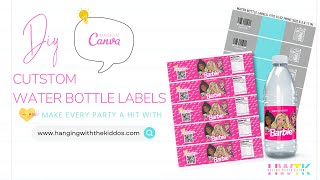 How to Make Custom Party Favors Water Bottle Labels using CanvaCricut [upl. by Zile]