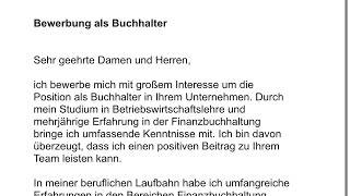 Как написать бевербунг на бухгалтераBewerbung als Buchhalter [upl. by Faustena861]