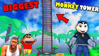 I GOT TALLEST MONKEY TOWER who Throws MILLIONS of BANANAS  BECAME MILLIONAIRE in ROBLOX with CHOP [upl. by Sirac]