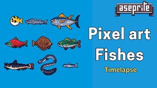 pixel art fishes timelapse [upl. by Hajidak]