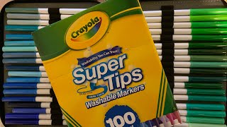 Crayola Supertips 100 Set Swatch and Review [upl. by Eugenius256]