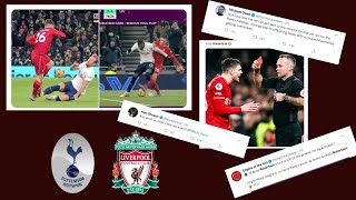 World reactions to Andy Robertson red card and Harry Kanes yellow Tottenham vs Liverpool match [upl. by Ynnad]