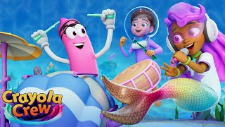 Mermaid Rock Band Concert  Adventures with Crayola Crew  Fun amp Creative Cartoons for Kids [upl. by Mannuela]