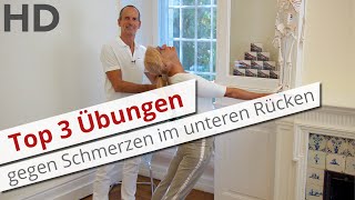 Top 3 Übungen gegen Schmerzen im unteren Rücken  Rückenschmerzen Lendenwirbelsäule [upl. by Ahtekahs]