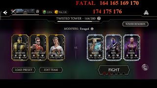 MK mobile Fatal Twisted Tower 164165169170174175176 hardest battles between 160 and 180 [upl. by Lottie]