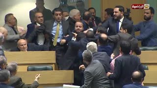 Jordanian MPs brawl in parliament [upl. by Aerdnael]