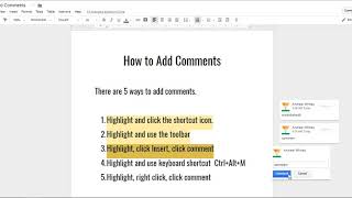 Adding comments on Google Docs [upl. by Shayna224]