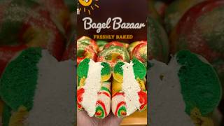 Schmearing a Jingle bell bagel bagels christmas foodie [upl. by Asimaj]