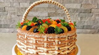 Tort Panier cu fructe Превратить торт в корзину с фруктамиDécorer un gâteau en panier aux fruits [upl. by Aynotahs890]