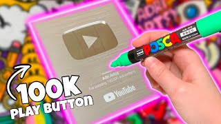 Drawing a DOODLE on my 100k SUBSCRIBER PLAY BUTTON BOX with Posca Markers youtubecreatorawards [upl. by Wehttan]