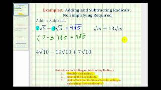 Ex Add and Subtract Radicals  No Simplifying [upl. by Carrissa]