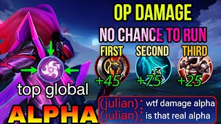 NEW META  ALPHA NEW UPDATE BEST DAMAGE BUILD AND EMBLEM WILL MAKE YOU RANK UP FASTER  MLBB ALPHA [upl. by Teloiv619]