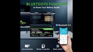 LANPWR 24V 100Ah LiFePO4 Battery with Bluetooth 50 Maximum Load Power 2560W 2560Wh Energy [upl. by Kloster]