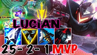 WILD RIFT LUCIAN ADC GAMEPLAY  25 2 1 MVP  LUCIAN BUILD RUNES [upl. by Llenrrad461]