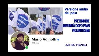 Da un post FB di Mario Adinolfi del 081124 [upl. by Edalb]