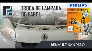 Troca da Lâmpada do Farol  Renault Sandero Philips H4 [upl. by Margo]