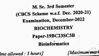 Bioinformatics Questions Paper 2022  Msc Biochemistry  MDU Rohtak University [upl. by Allerie]