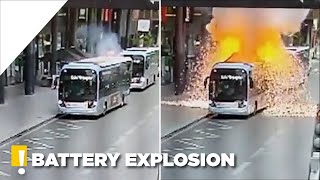 An Electric Bus Caught Fire After Battery Explosion in Paris [upl. by Hgielak780]