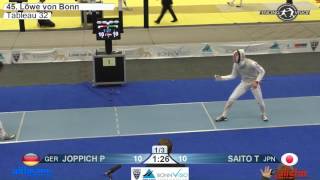 FE M F Individual Bonn Ger World Cup 2017 T32 10 blue SAITO JPN vs JOPPICH GER [upl. by Asikal]