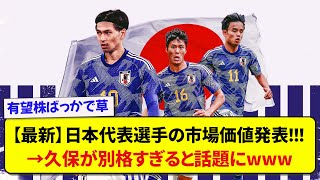 【最新】日本代表選手の市場価値発表！！！→久保が別格すぎると話題にwww【2chサッカー】 [upl. by Latsyc465]