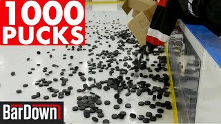 USING 1000 PUCKS IN HOCKEY WARMUPS [upl. by Zasuwa]