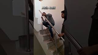 Stainless steel staircase round Pipe railing full video installation  ss railing full installation [upl. by Ahen557]