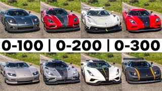 FH5 Acceleration Battle  Koenigsegg Jesko Agera RS One1 Regera Agera CCGT CCX amp CC8S [upl. by Luhey]