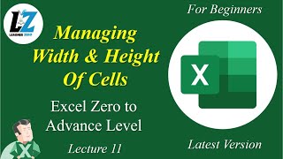 11 MS Excel for Beginners  Managing Width amp Height of Cells  Learner Zero exceltips microsoft [upl. by Sims]