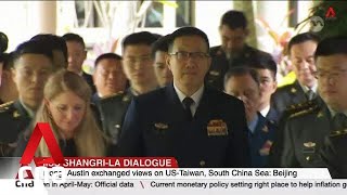 ShangriLa Dialogue US China defence chiefs meet for first time in 18 months in Singapore [upl. by Suchta]