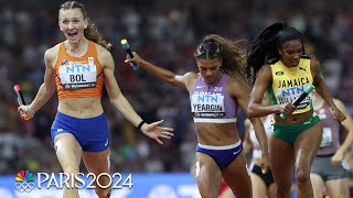 MUST SEE COMEBACK Femke Bols HEROIC ANCHOR upends 4x400 relay to cap Worlds  NBC Sports [upl. by Nocaj112]