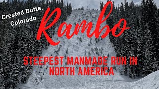 Rambo l Steepest Manmade Run in North America l Snowboarding Crested Butte [upl. by Ojillib]