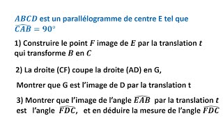 Préparation examen régional ► Exercice 2  TRANSLATION ET VECTEURS  3eme année du collège [upl. by Eidissac52]