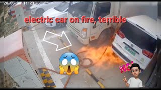 creepy moments of electric cars spontaneously combusting if not recorded by surveillance camerasq [upl. by Nessie]